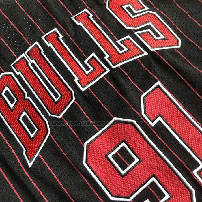 Maglia Manica Corta Chicago Bulls Dennis Rodman No 91 Nero